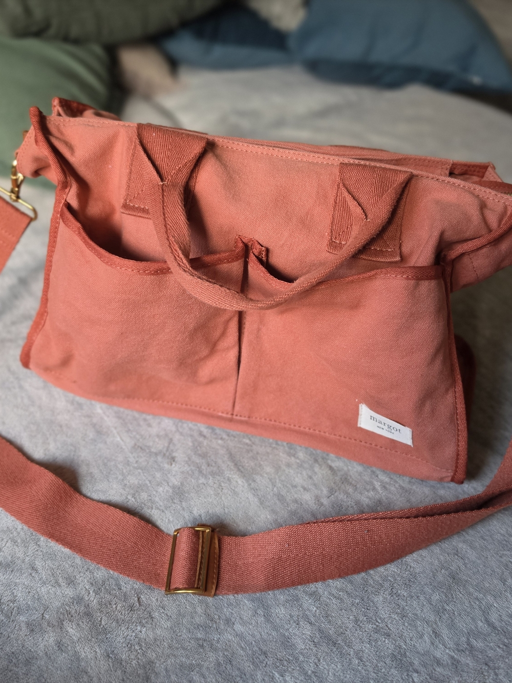Margot New York "Blair" Canvas Tote Bag Coral Pink